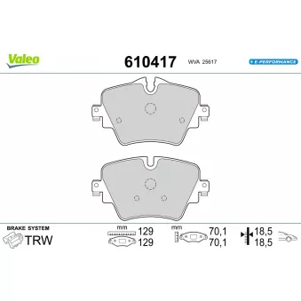 Jeu de 4 plaquettes de frein avant VALEO 610417