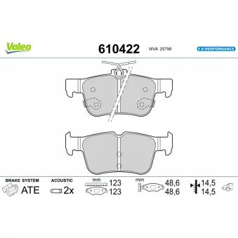 Jeu de 4 plaquettes de frein arrière VALEO 610422