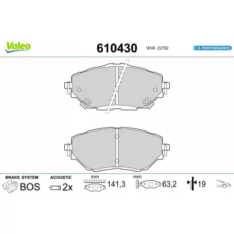 Jeu de 4 plaquettes de frein avant VALEO 610430