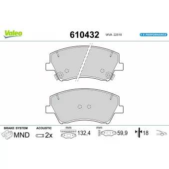 Jeu de 4 plaquettes de frein avant VALEO 610432