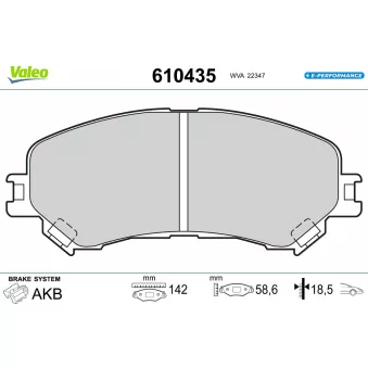 Jeu de 4 plaquettes de frein avant VALEO 610435