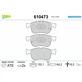 Jeu de 4 plaquettes de frein avant VALEO 610473
