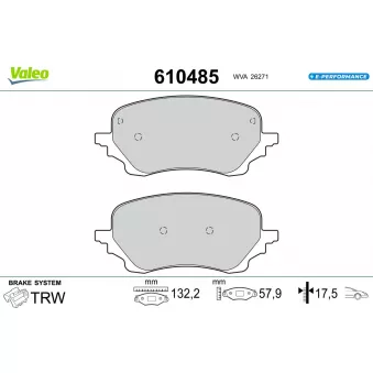 Jeu de 4 plaquettes de frein avant VALEO 610485