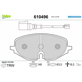 Jeu de 4 plaquettes de frein avant VALEO