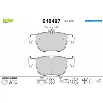Jeu de 4 plaquettes de frein arrière VALEO 610497