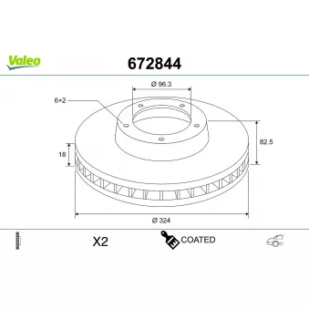 Jeu de 2 disques de frein arrière VALEO 672844