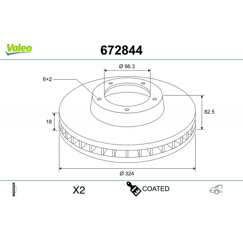 Jeu de 2 disques de frein arrière VALEO 672844