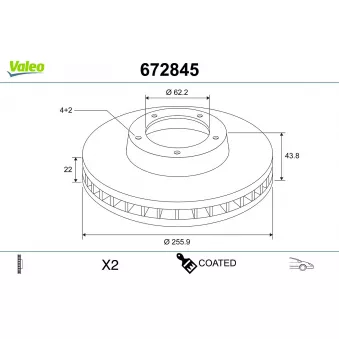 Jeu de 2 disques de frein avant VALEO 672845