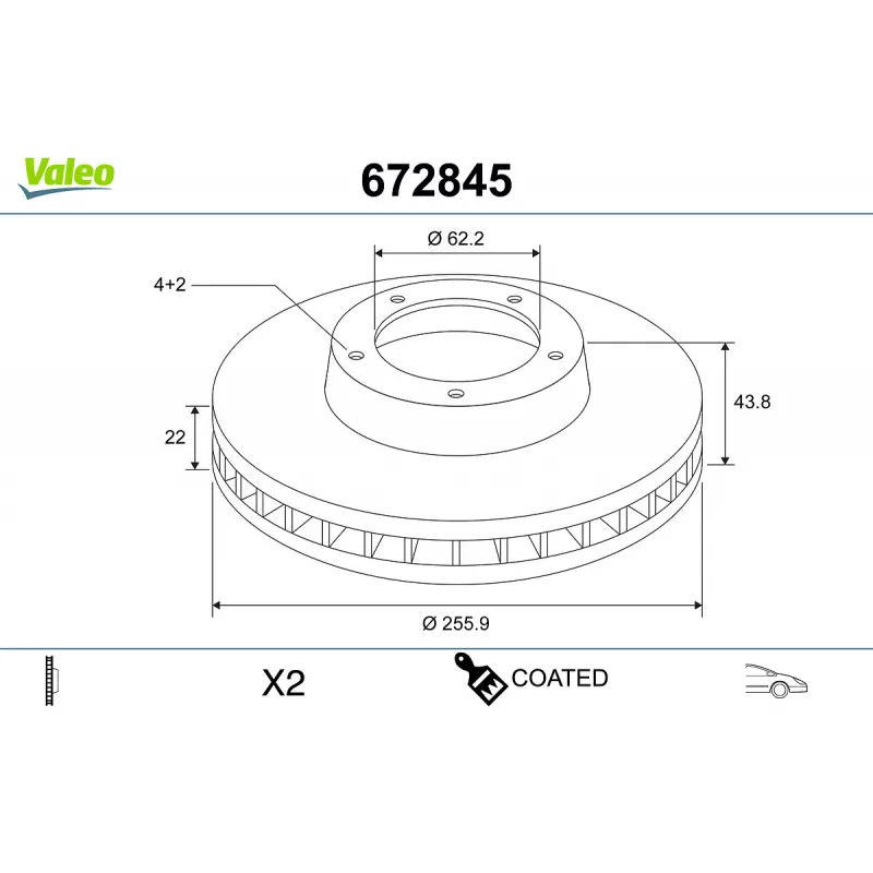 Jeu de 2 disques de frein avant VALEO 672845