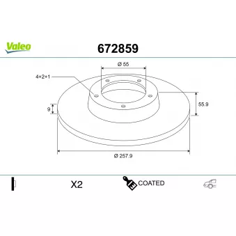 Jeu de 2 disques de frein arrière VALEO 672859