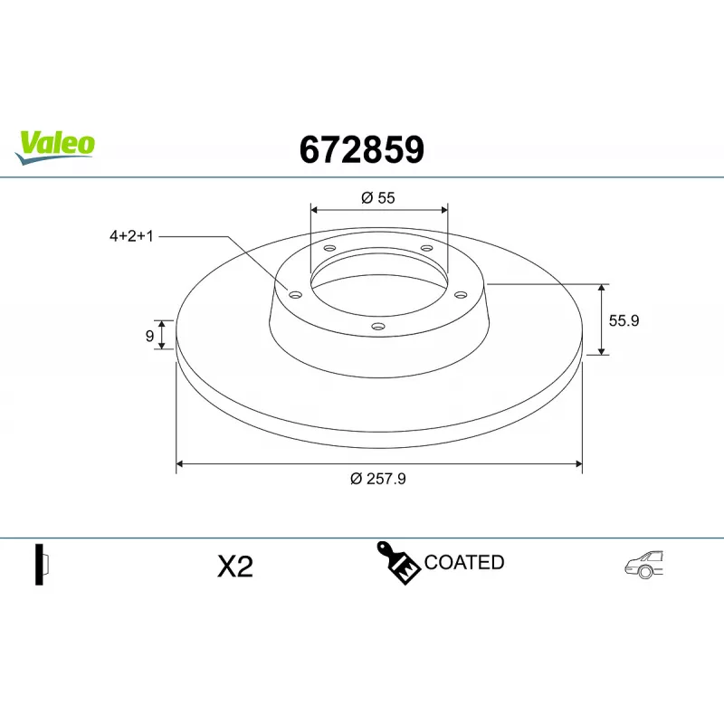 Jeu de 2 disques de frein arrière VALEO 672859