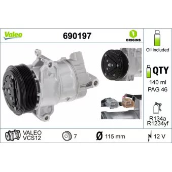 Compresseur, climatisation VALEO 690197