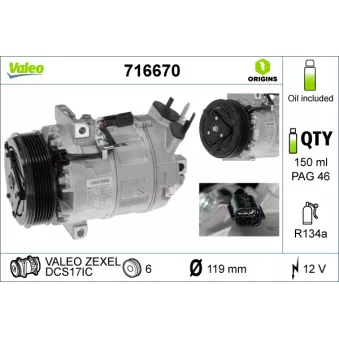 Compresseur, climatisation VALEO 716670