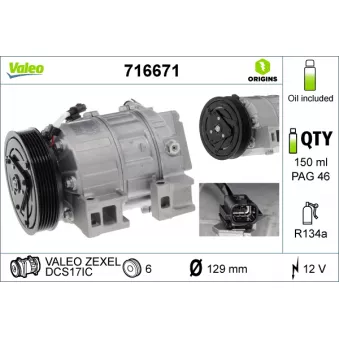 Compresseur, climatisation VALEO 716671