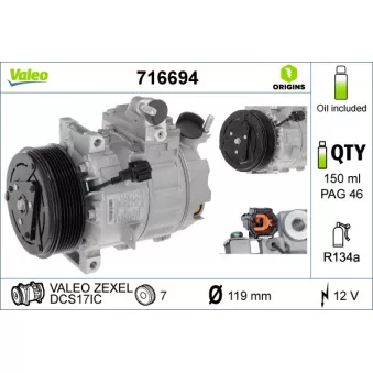 Compresseur, climatisation VALEO 716694
