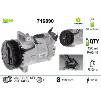 Compresseur, climatisation VALEO 716890