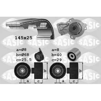 Pompe à eau + kit de courroie crantée SASIC 3906110