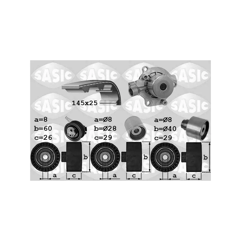 Pompe à eau + kit de courroie crantée SASIC 3906111