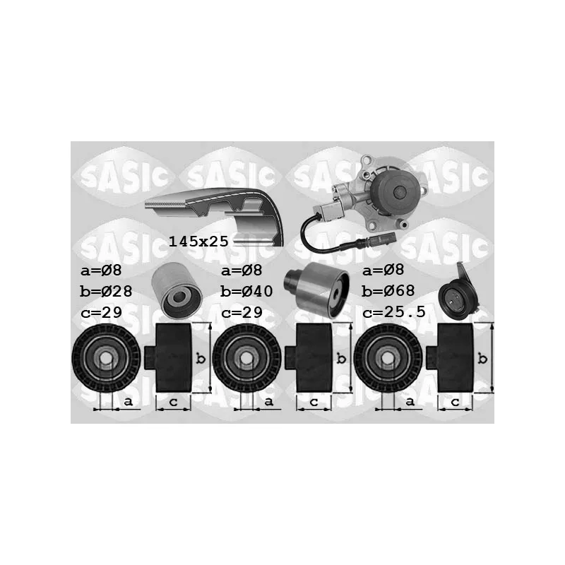 Pompe à eau + kit de courroie crantée SASIC 3906113