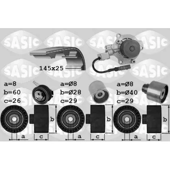 Pompe à eau + kit de courroie crantée SASIC 3906114