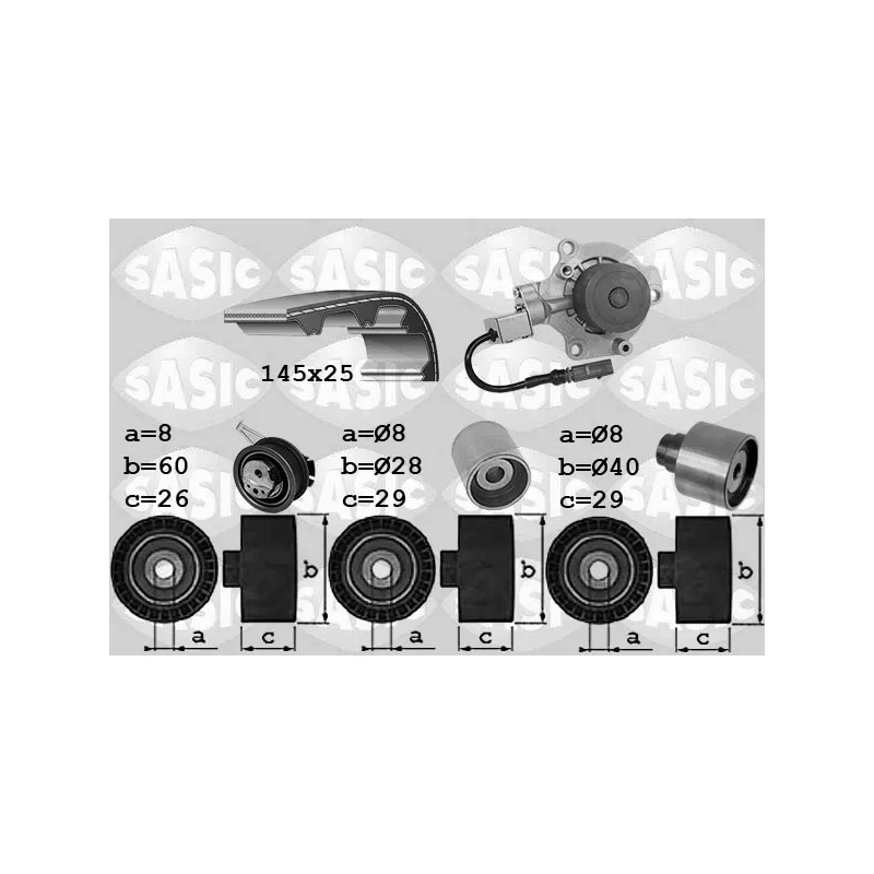 Pompe à eau + kit de courroie crantée SASIC 3906114