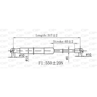 Vérin, vitre arrière OPEN PARTS GSR6552.00