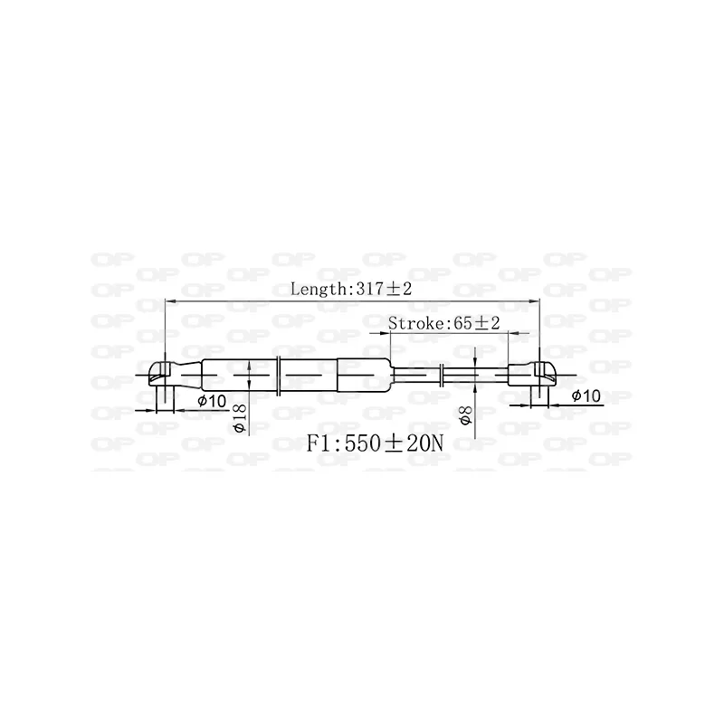 Vérin, vitre arrière OPEN PARTS GSR6552.00