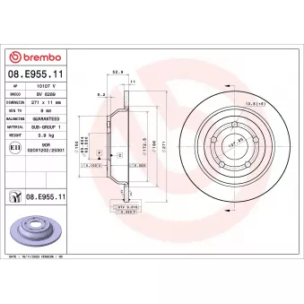 Jeu de 2 disques de frein arrière BREMBO 08.E955.11
