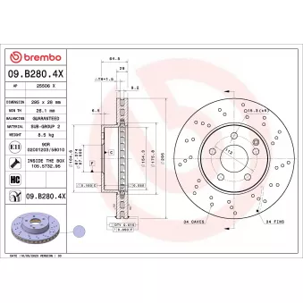 Jeu de 2 disques de frein avant BREMBO 09.B280.4X