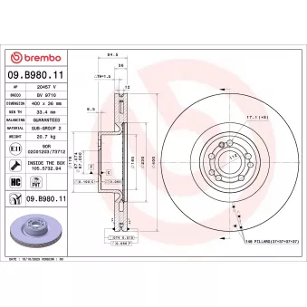 Jeu de 2 disques de frein avant BREMBO 09.B980.11