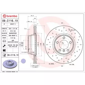 Jeu de 2 disques de frein avant BREMBO 09.C116.1X