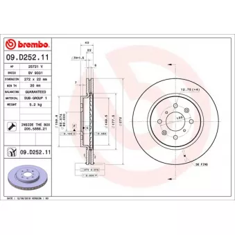 Jeu de 2 disques de frein avant BREMBO 09.D252.21