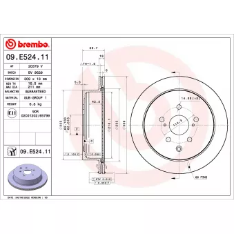 Jeu de 2 disques de frein arrière BREMBO 09.E524.11