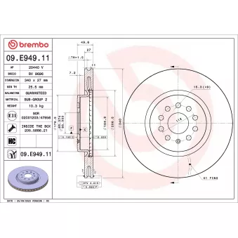 Jeu de 2 disques de frein avant BREMBO 09.E949.11