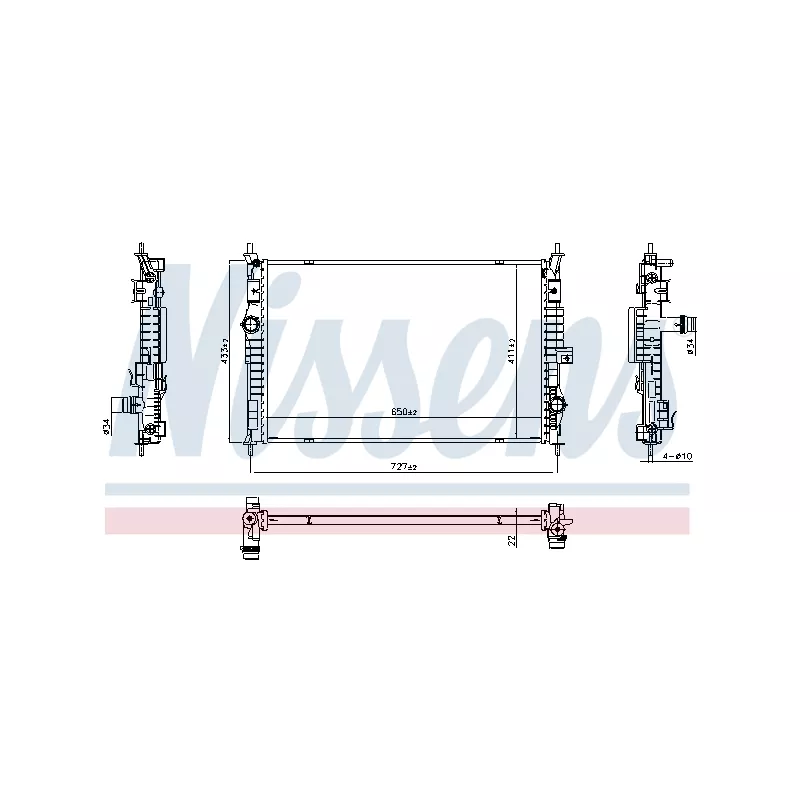 Radiateur, refroidissement du moteur NISSENS 607100