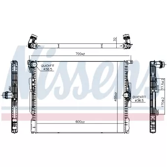 Radiateur, refroidissement du moteur NISSENS 607116