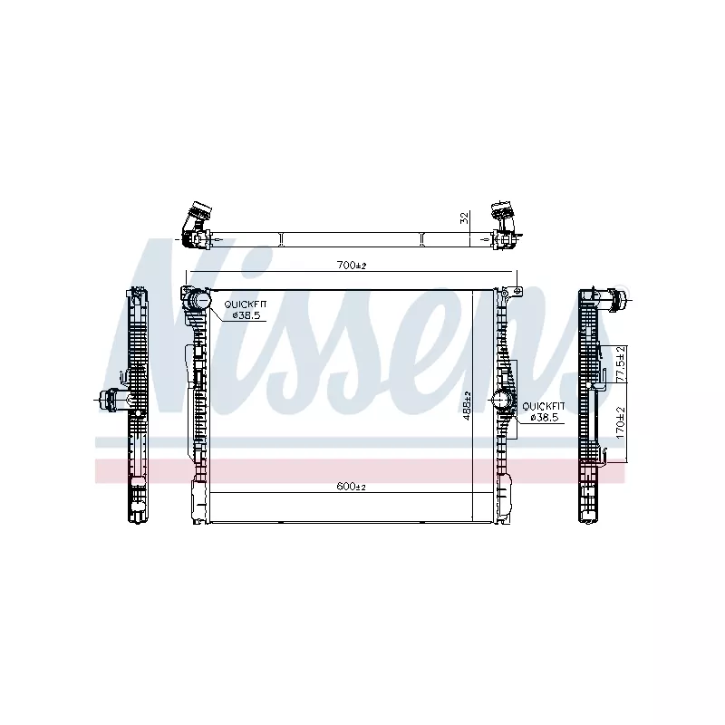 Radiateur, refroidissement du moteur NISSENS 607116