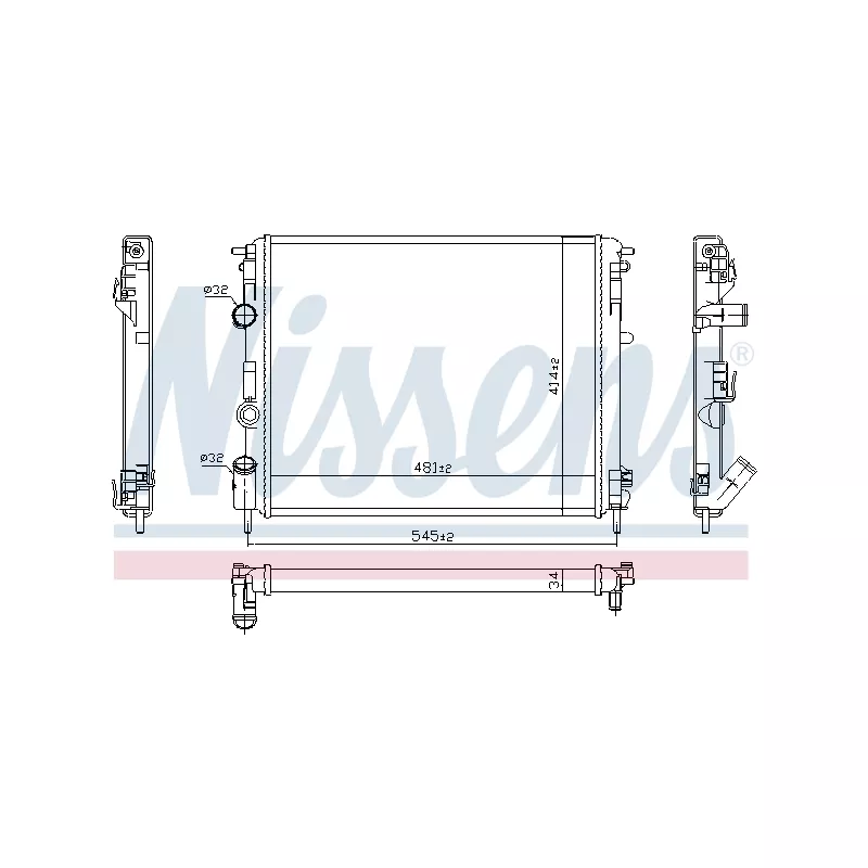 Radiateur, refroidissement du moteur NISSENS 607126