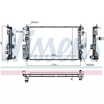 Radiateur, refroidissement du moteur NISSENS 607180