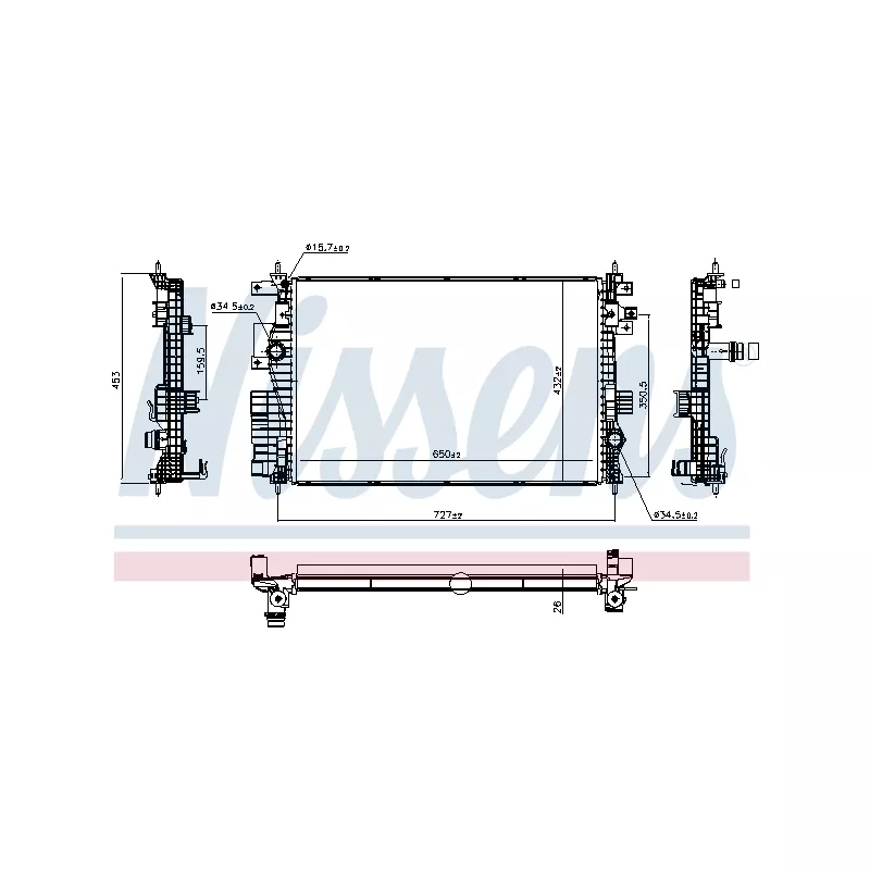 Radiateur, refroidissement du moteur NISSENS 607180