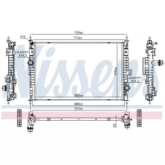 Radiateur, refroidissement du moteur NISSENS 607184