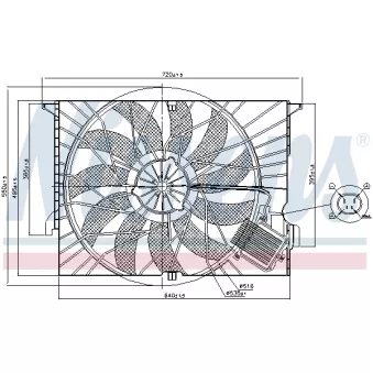 Ventilateur, refroidissement du moteur NISSENS 85818