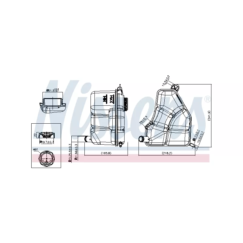 Vase d'expansion, liquide de refroidissement NISSENS 996386
