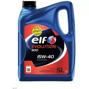 Huile moteur 15W-40 Evolution 500 - 5L ELF
