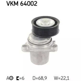 Poulie-tendeur, courroie trapézoïdale à nervures SKF VKM 64002