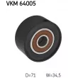 Poulie renvoi/transmission, courroie trapézoïdale à nervures SKF VKM 64005 - Visuel 1