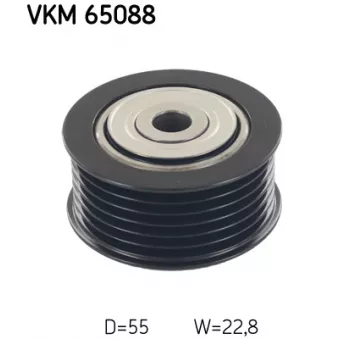 Poulie renvoi/transmission, courroie trapézoïdale à nervures SKF VKM 65088
