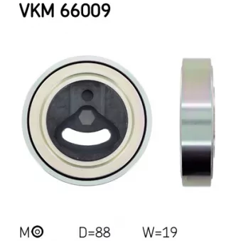 Poulie-tendeur, courroie trapézoïdale à nervures SKF VKM 66009