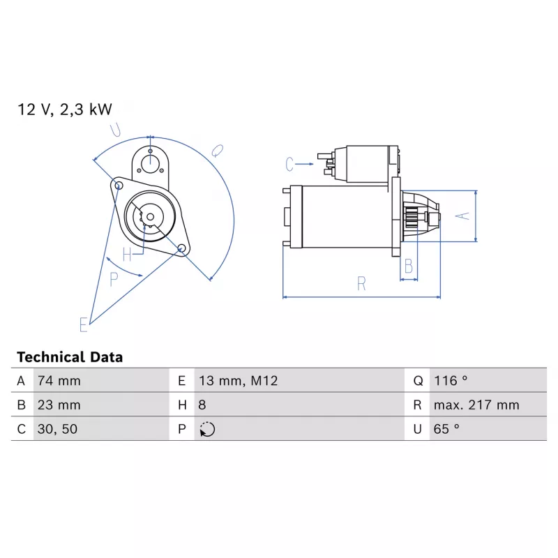 Démarreur BOSCH 0 986 028 030