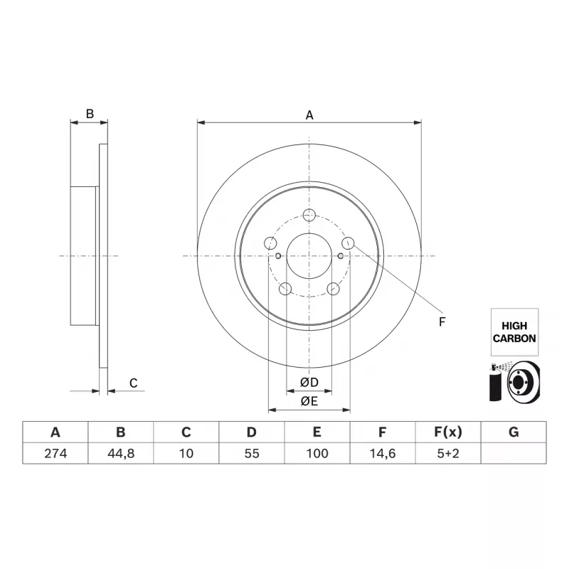 Jeu de 2 disques de frein arrière BOSCH 0 986 479 H63